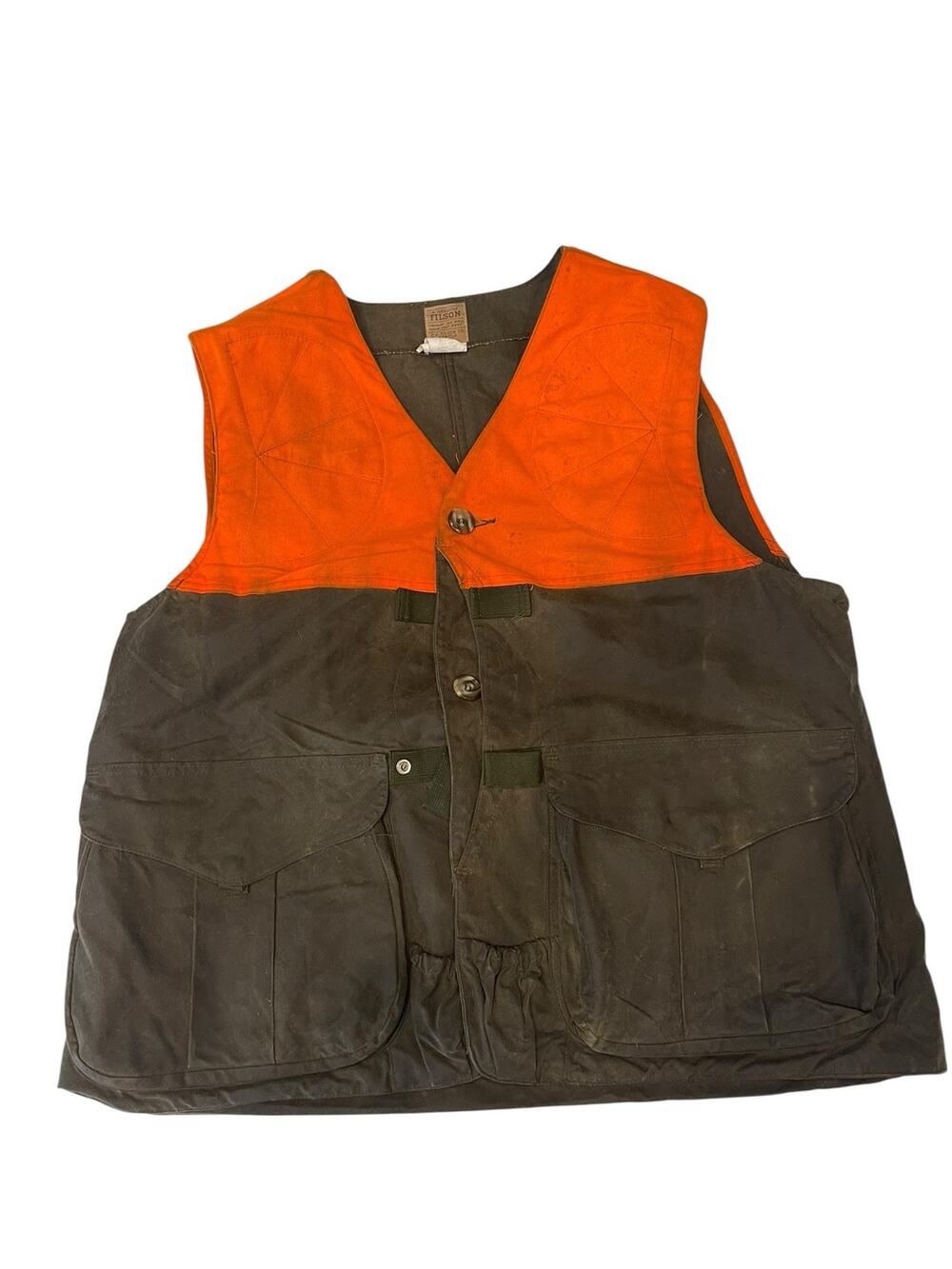FILSON Upland Hunt Vest XL  Blaze Orange Tin Cloth Waxed Hunting